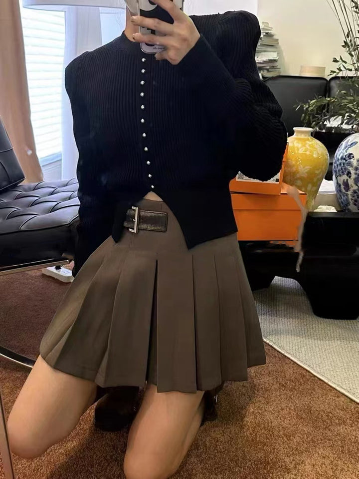 Black Full Sleeve Front Buttoned Cardigan