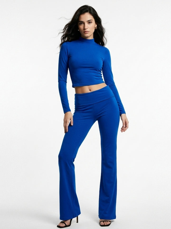 Solid Blue Top And Pant Co-Ord Set