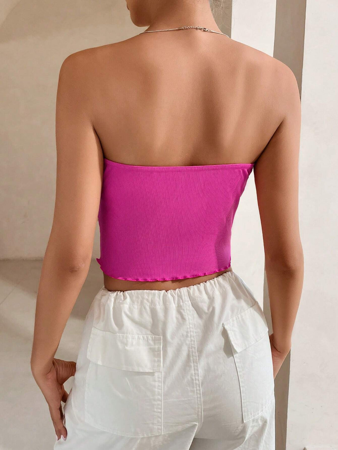 Pink Tube Style V Hem Top