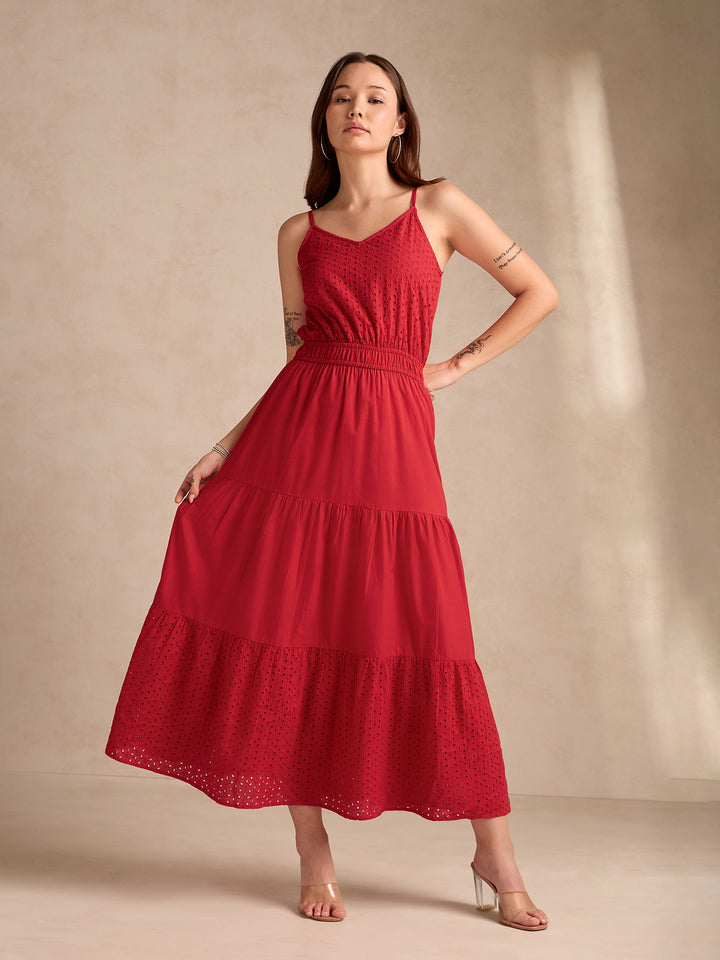 Red Strappy Schifley Maxi Dress