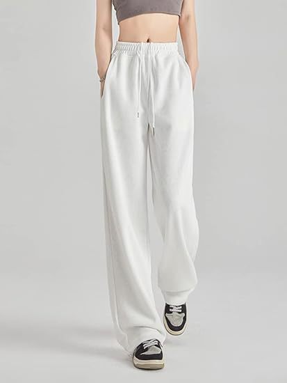 White Elasticated Wide Leg Joggers