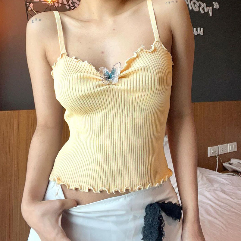 Off White Cami Ribbed Top