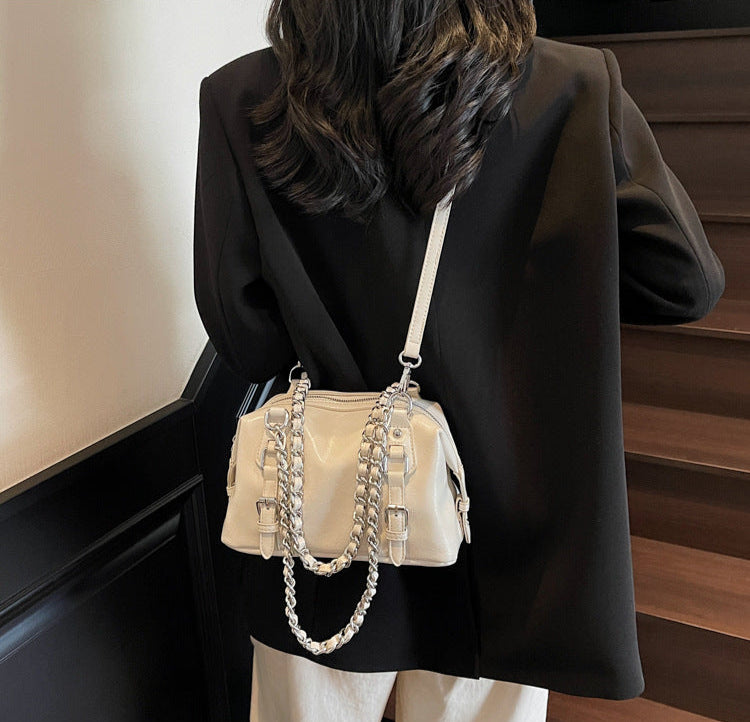 Off White Buckle Charm Shoulder Bag