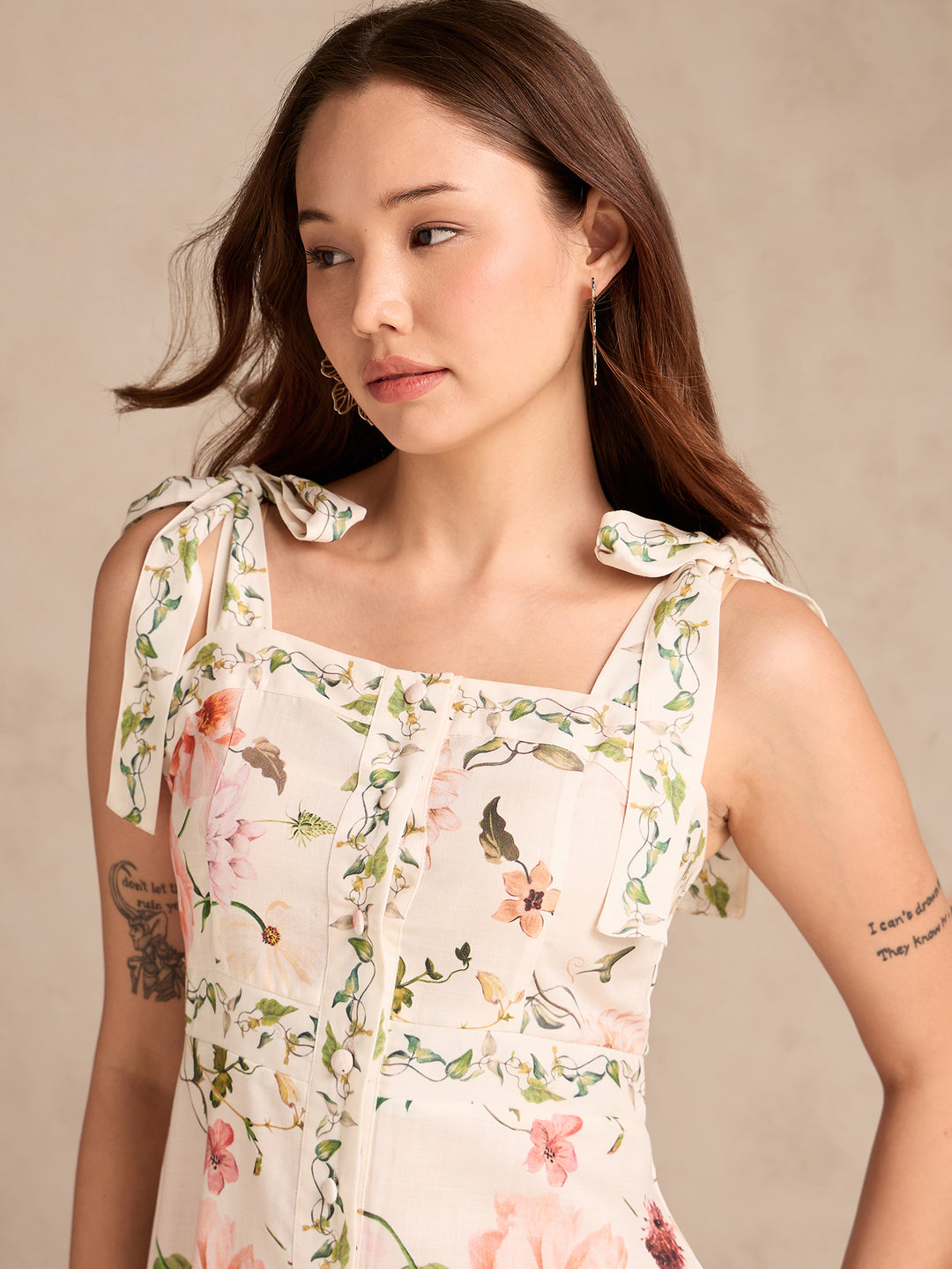 Multi Aline Printed Poly Slub Dress