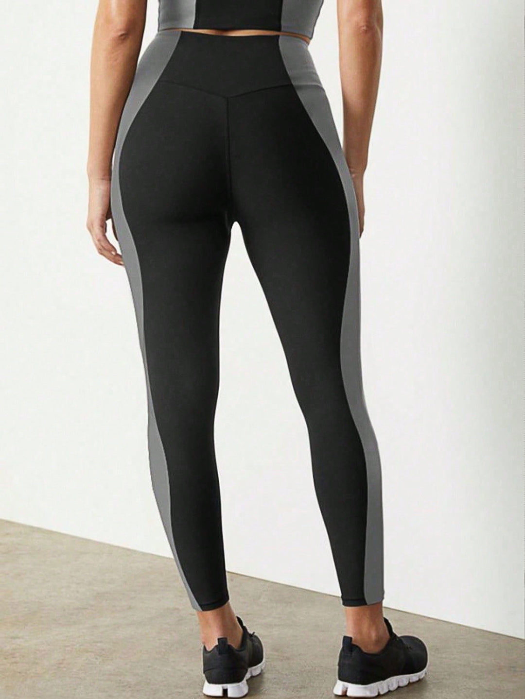 Black High Waist Side Colour Panel Leggings