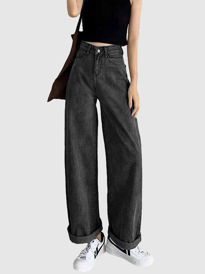 Charcoal Coloured Wash Straight Denim