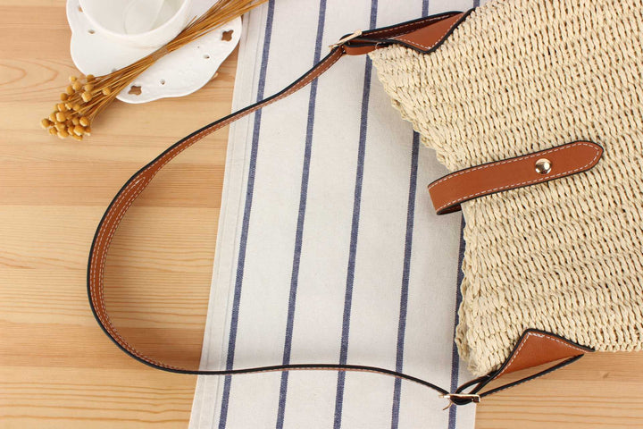 Beige Straw Beach Shoulder Bag