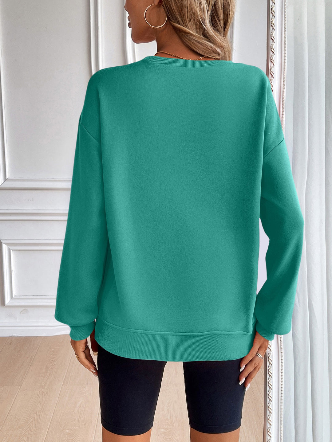 Green Shouler Drop Pullover