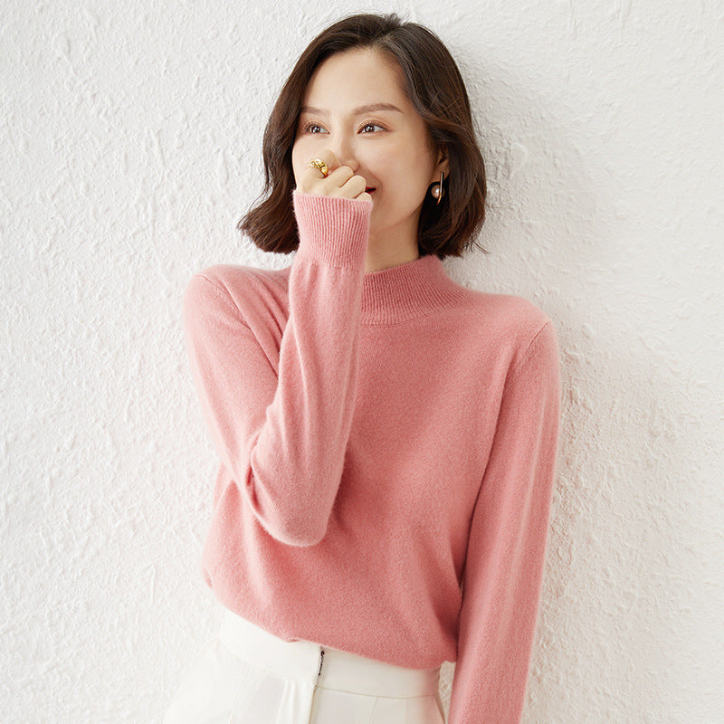Pink Full Sleeve Round Neck Sweaters
