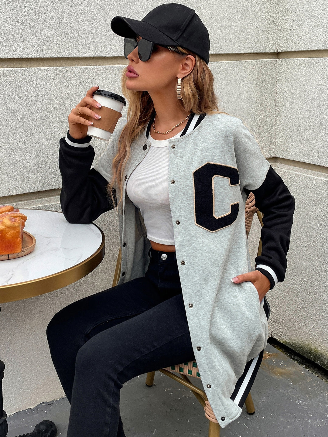 Grey Full Sleeve Varcity Style Jacket