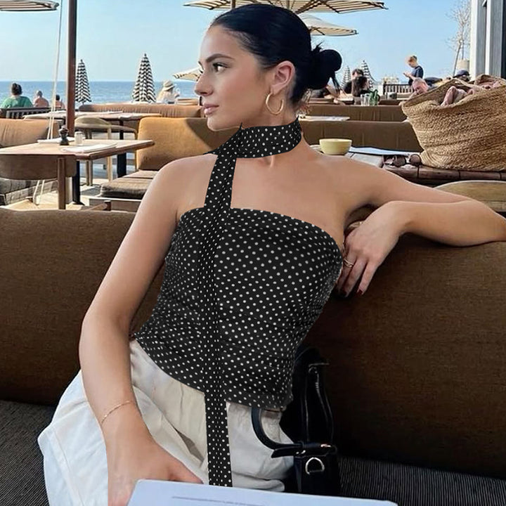 Black Polka Dot Tube Camisole