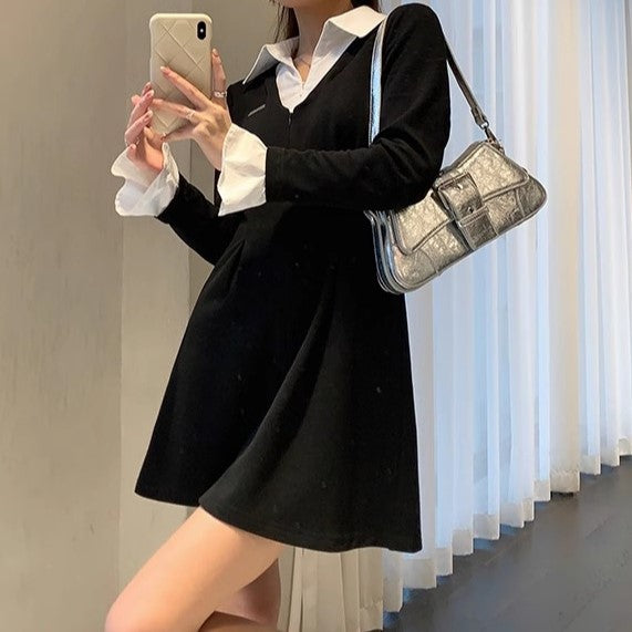 Black Twofer Style Mini Dress