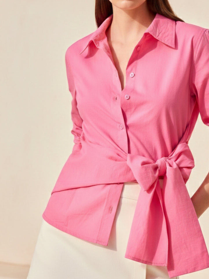 Pink Front Knoted Shirt