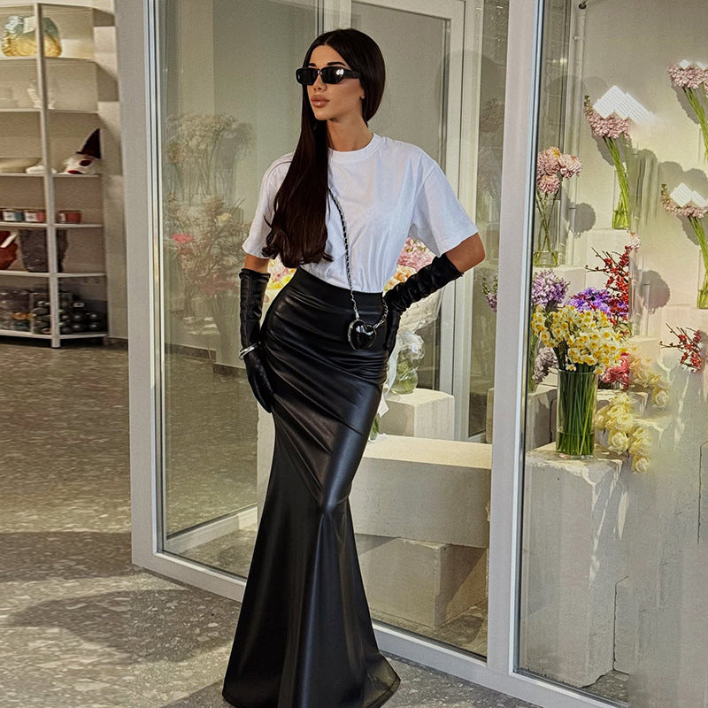 Black High-Waist Pu Maxi Skirt