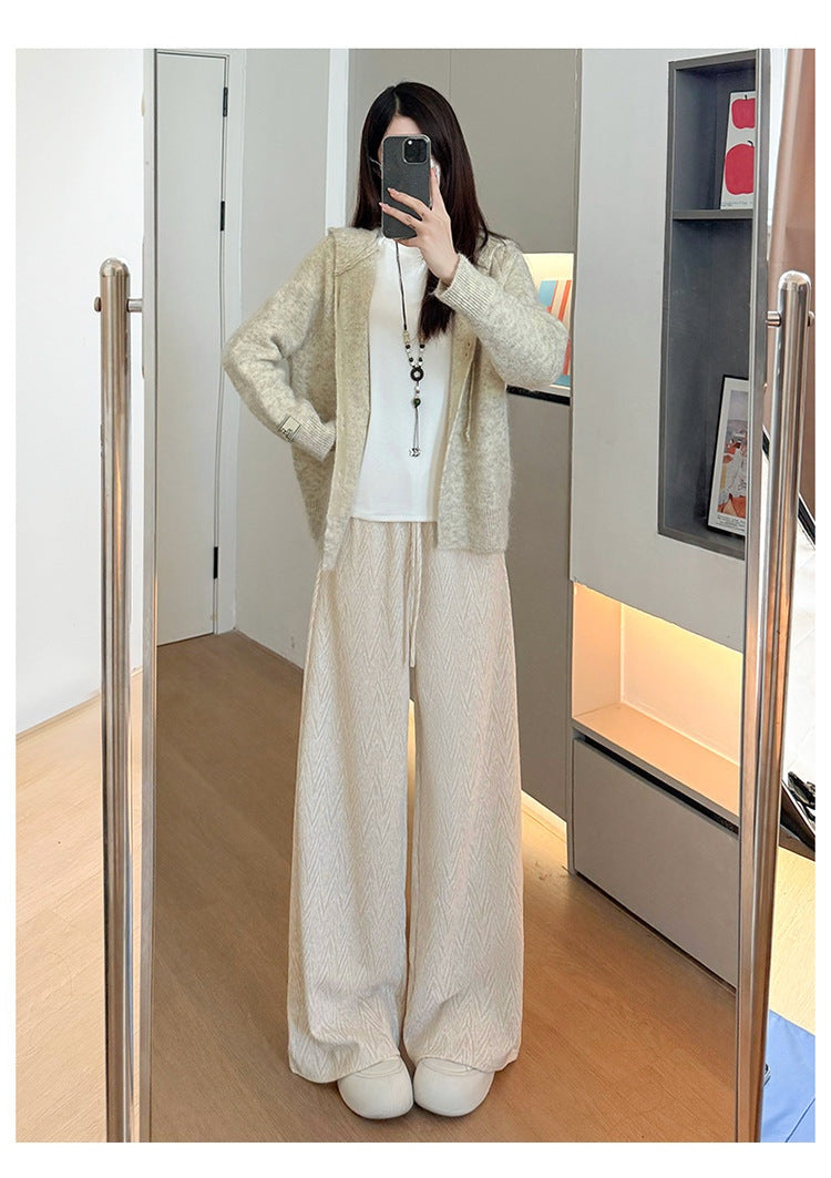 Cream High Waist Wide Leg Pant
