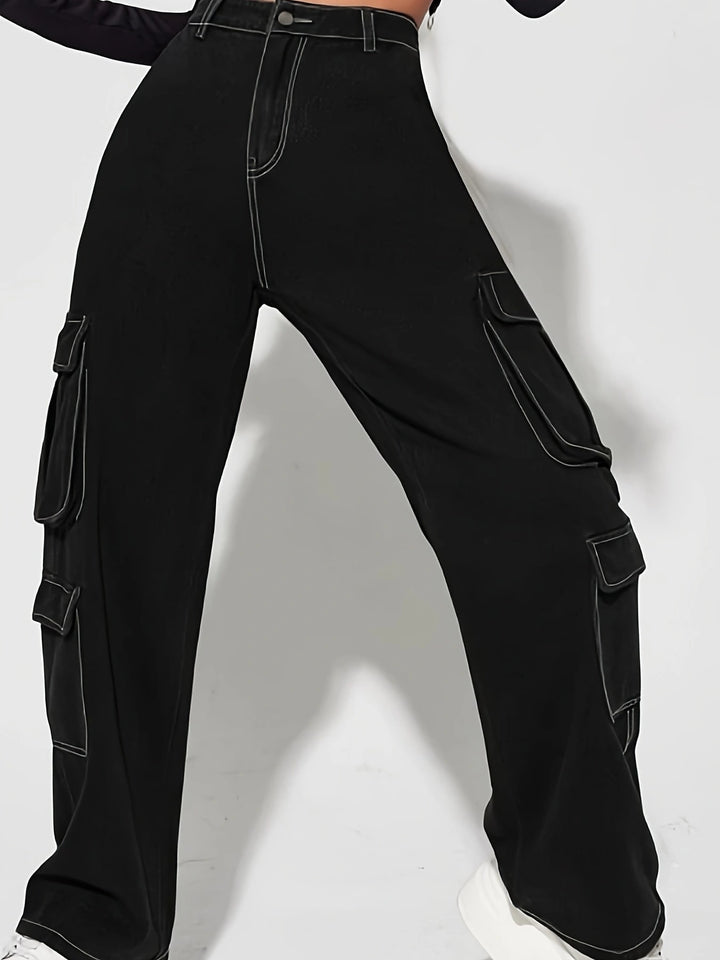 Solid Black Cargo Denim