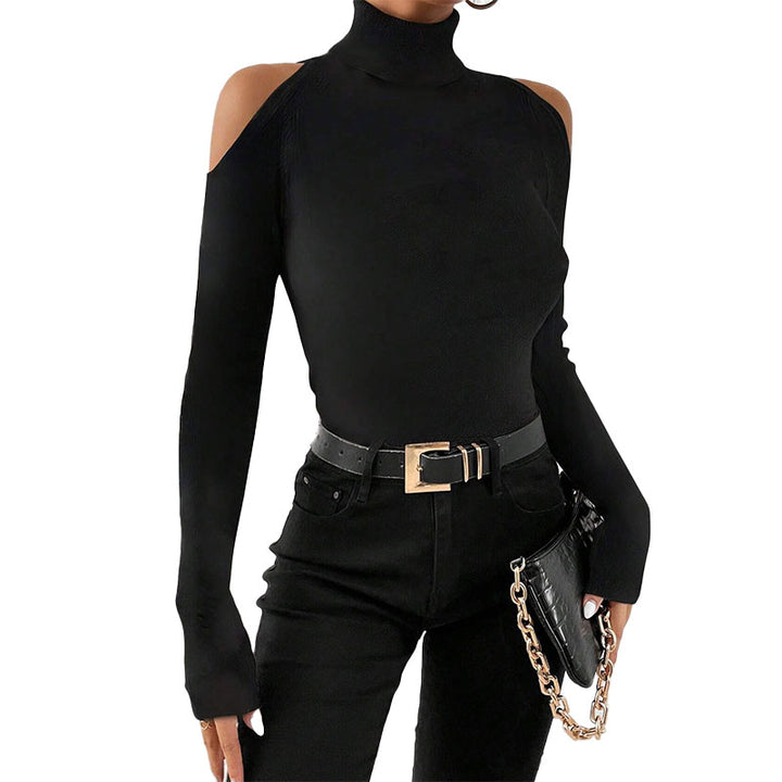 Black High Neck Shoulder Cutout Top