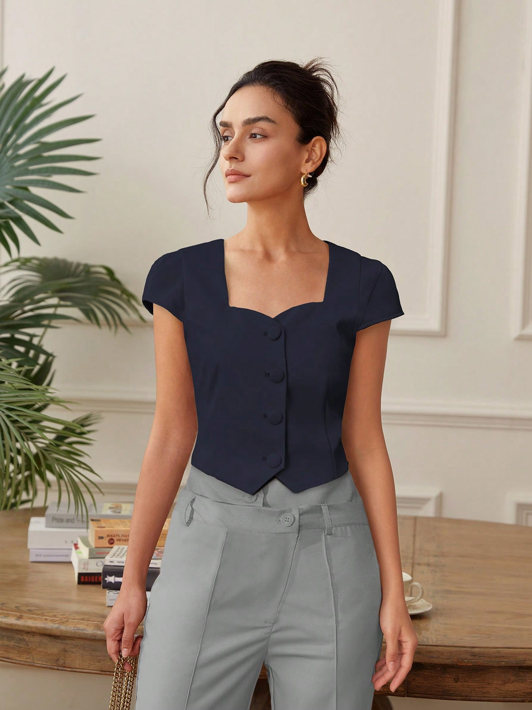 Blue Front Button  Top