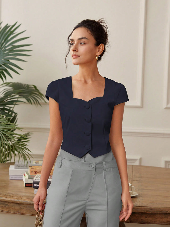 Blue Front Button  Top