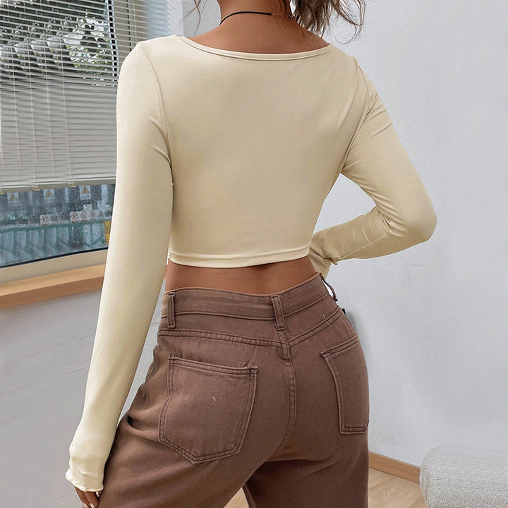 Cream Twisted Front Fitted Top