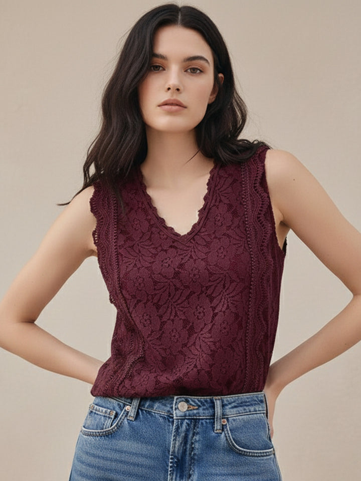 Burgundy Lace Textured Top