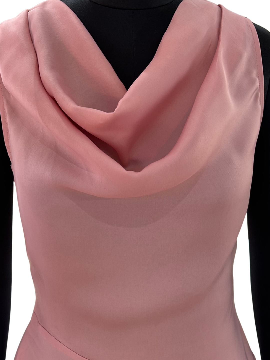 Pink Plain Satin cowl neck mini