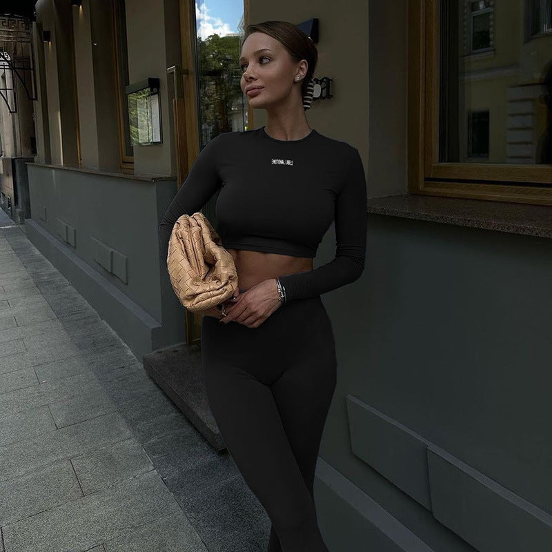 Brown Round Neck Top With Flare Pant