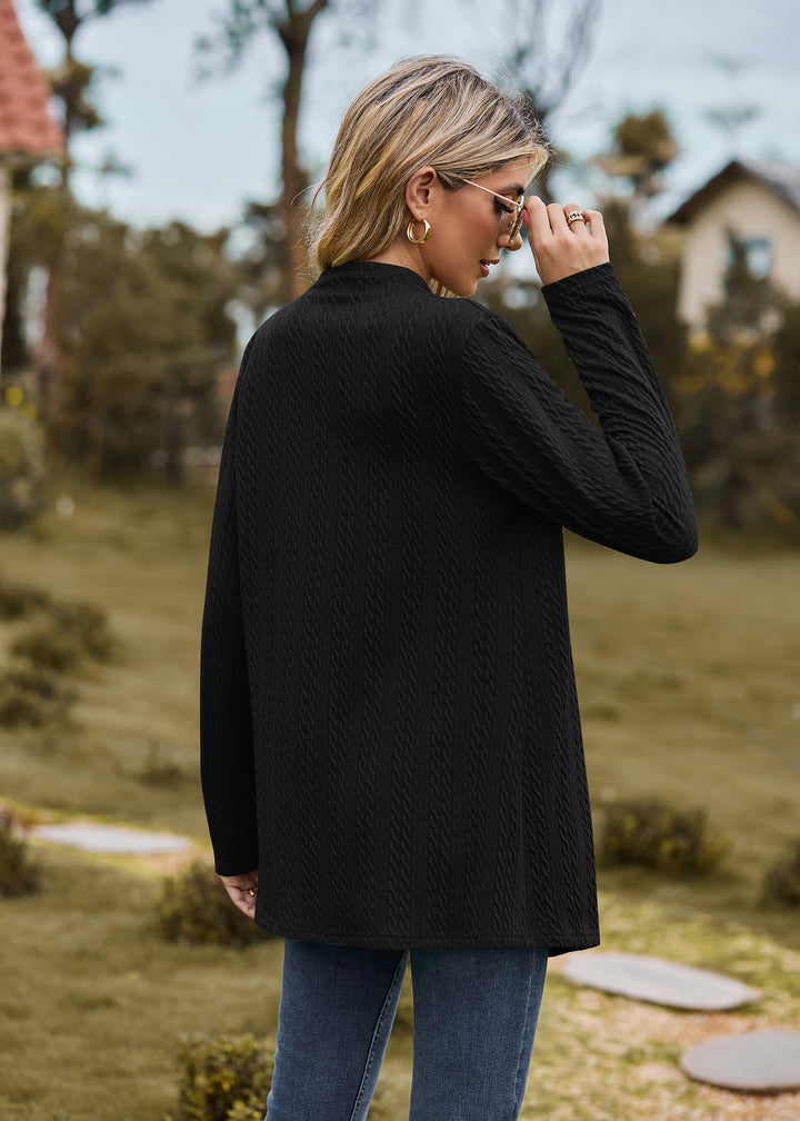Navy Blue Solid Textured Shrug