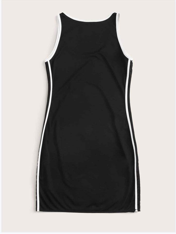 Black Varisty Side Striped Dress