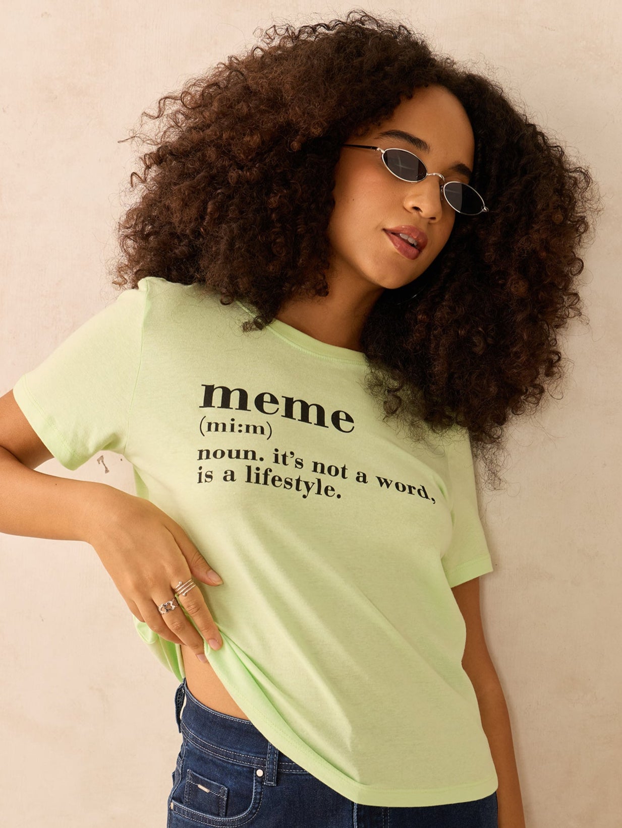 Lime Regular Fit Graphic Tshirt