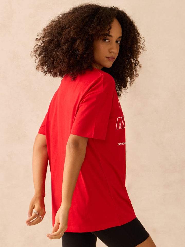 Red Crew Neck Graphic Tshirt