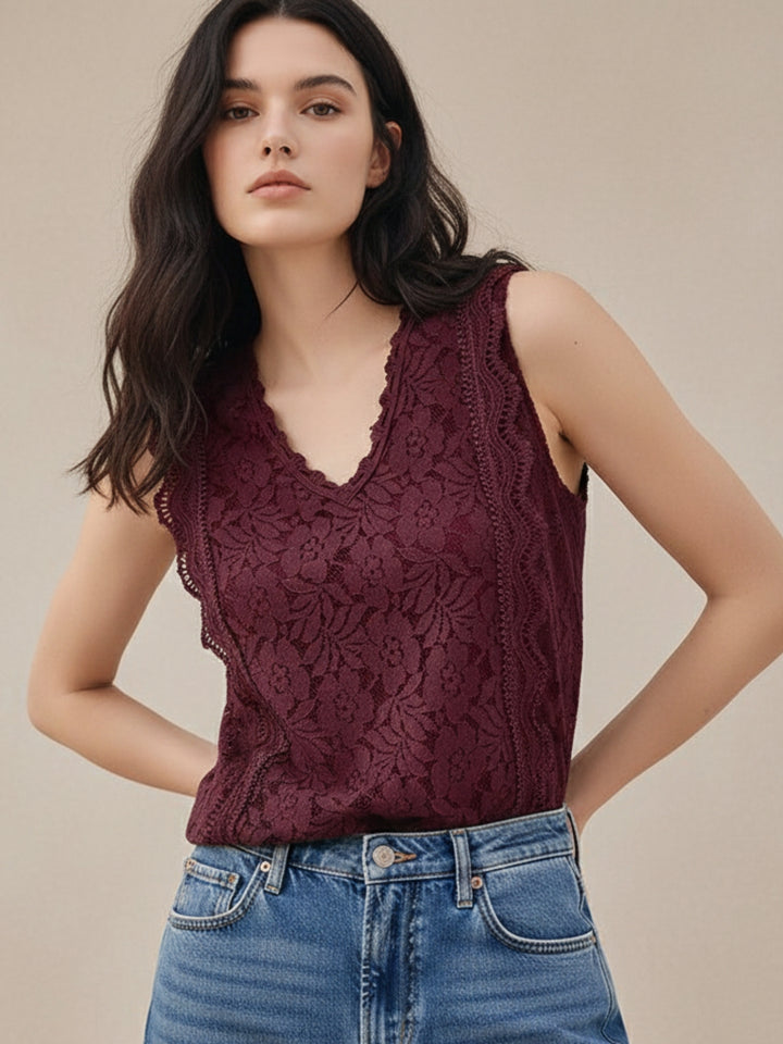 Burgundy Lace Textured Top