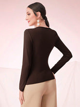 Brown Asymmetric Neckline With Side Ruching