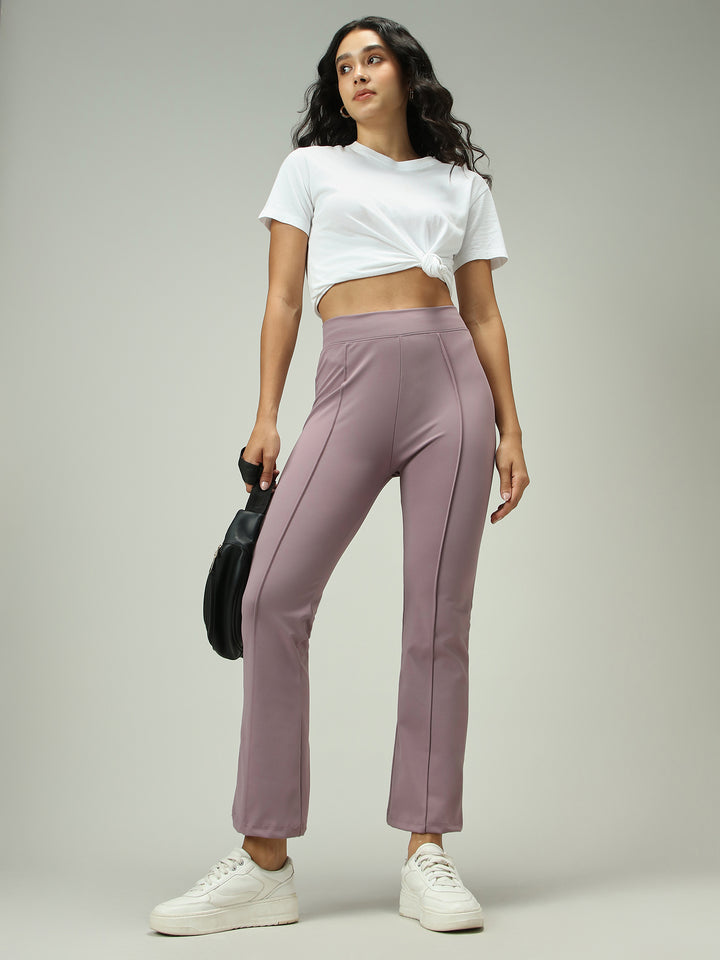 Mauve Fitted Flared Leggings