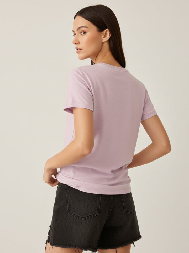 Lilac Regular Fit Graphic Tshirt