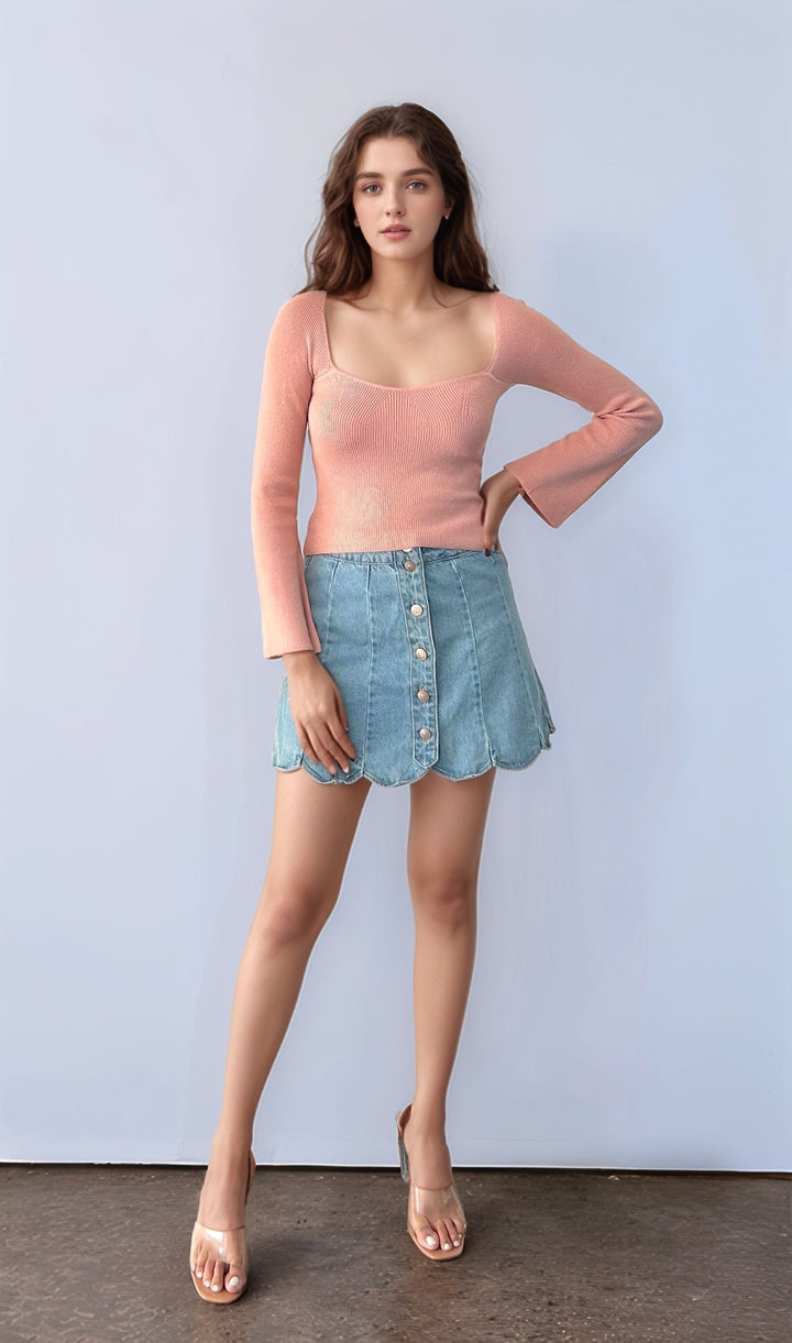 Pink Sweatheart Neckline Flat Top