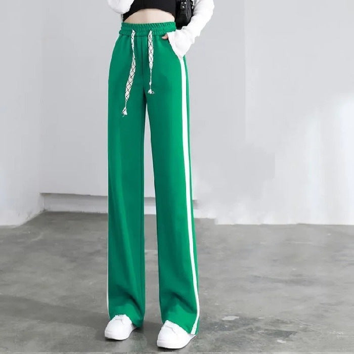 Green Contrast White Striped Jogger