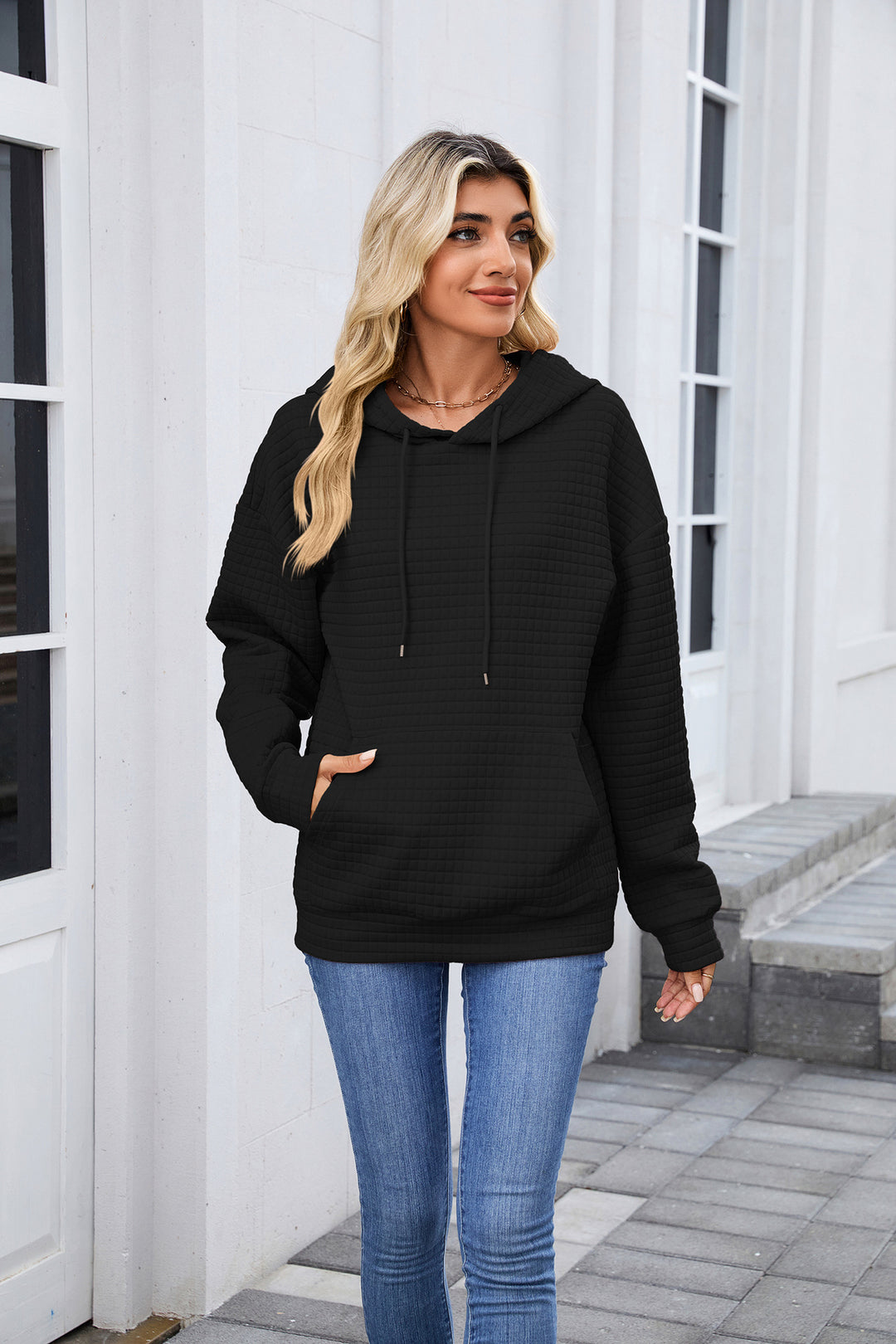 Black Full Sleeves Solid Hoodie