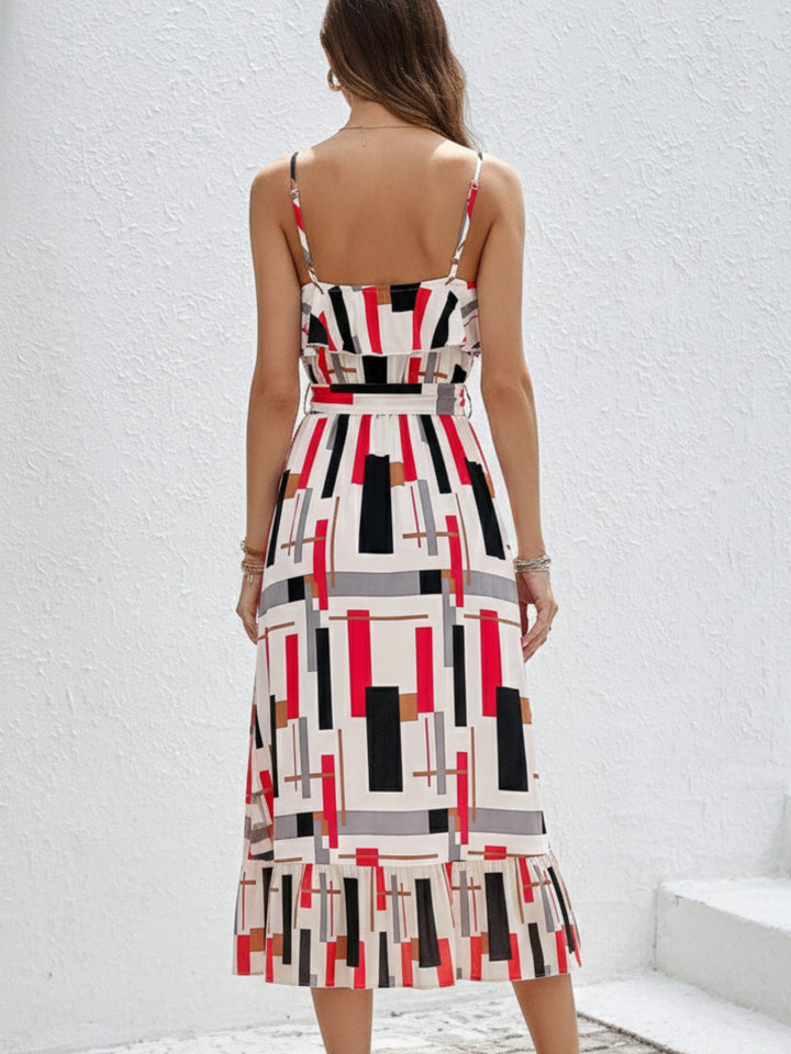 Multi Spaghetti Strap Waist Tie-Up Dress