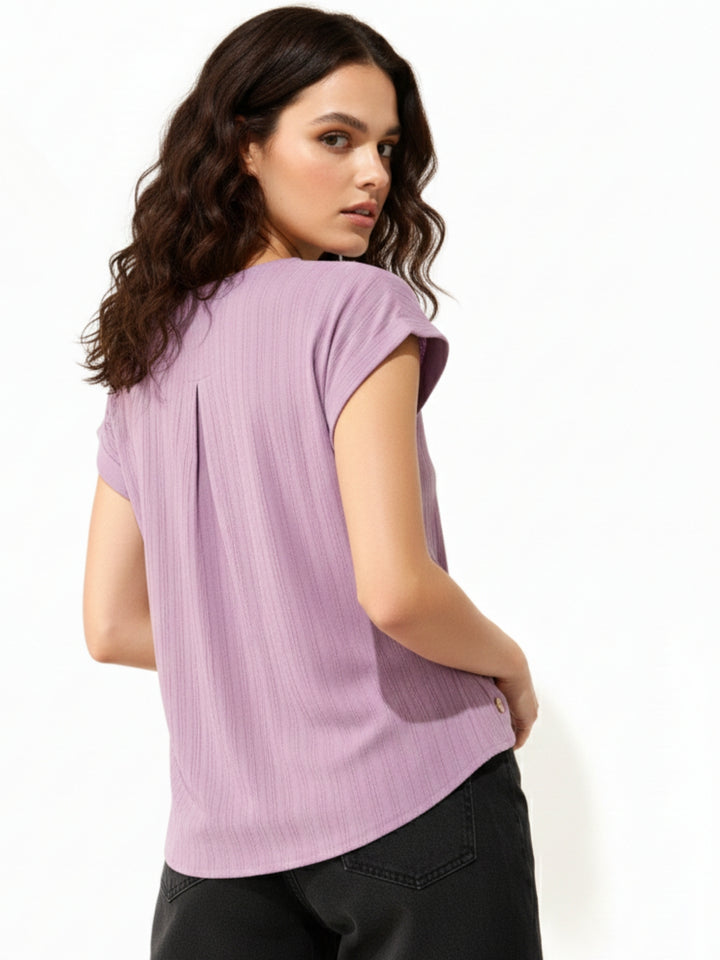 Lilac Boxy Top With Side Button Detail
