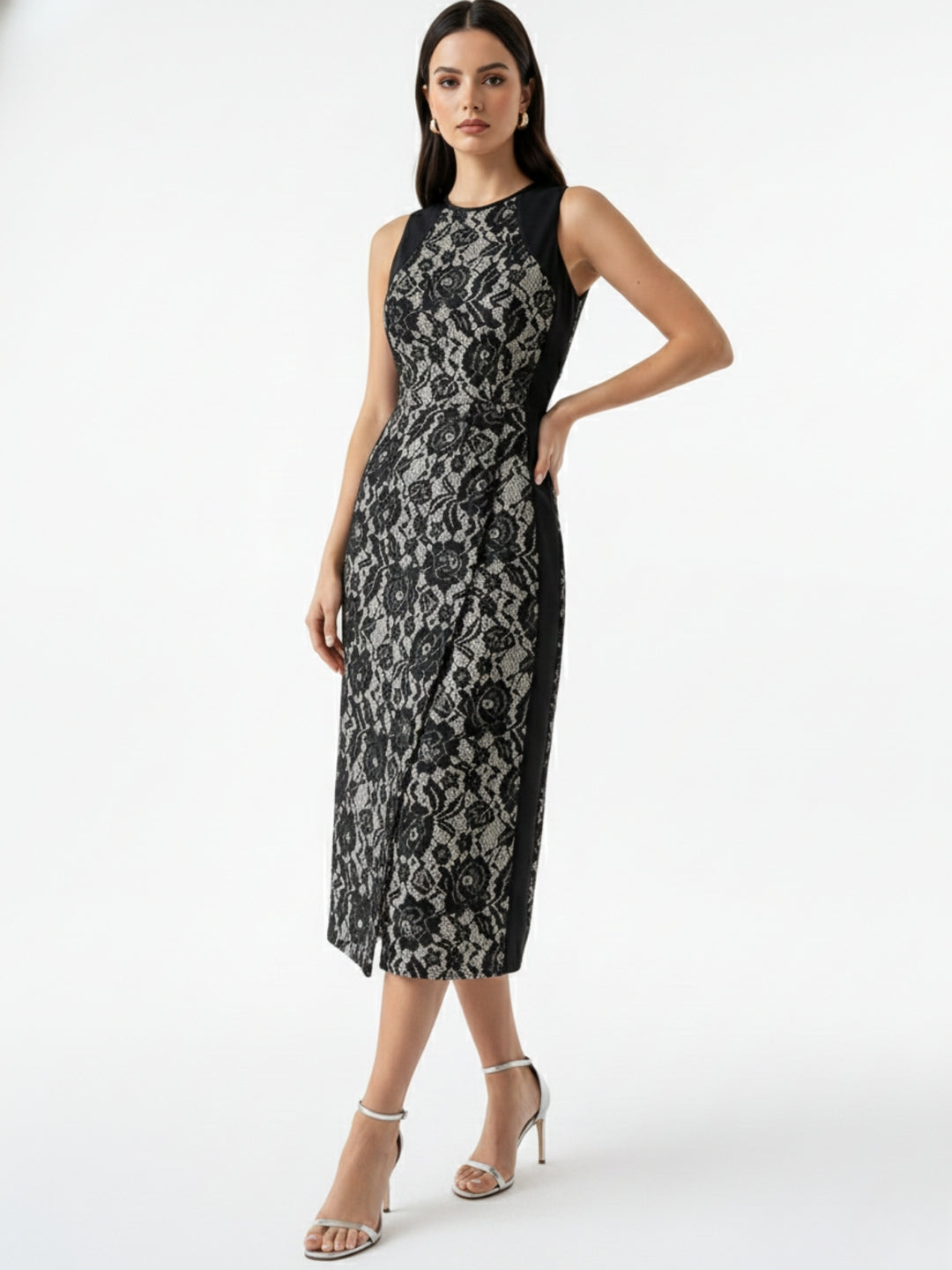 Black Sleeveless Textured Dress