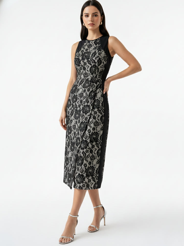 Black Sleeveless Textured Dress