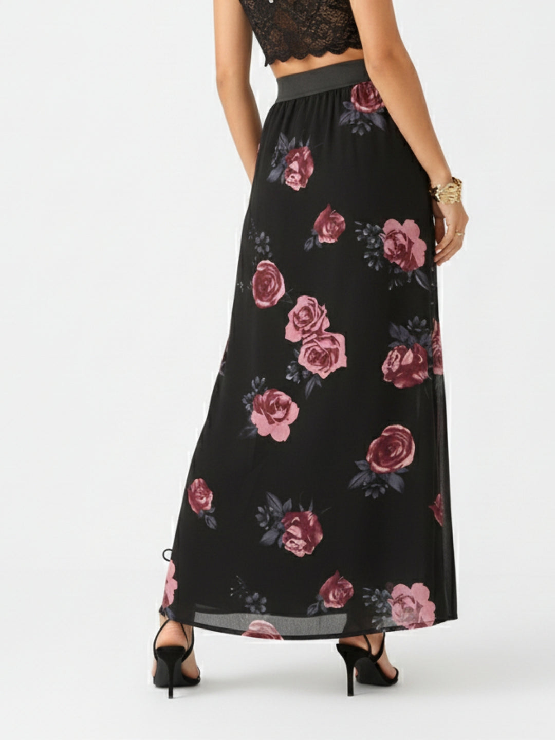 Black Floral Maxi Skirt