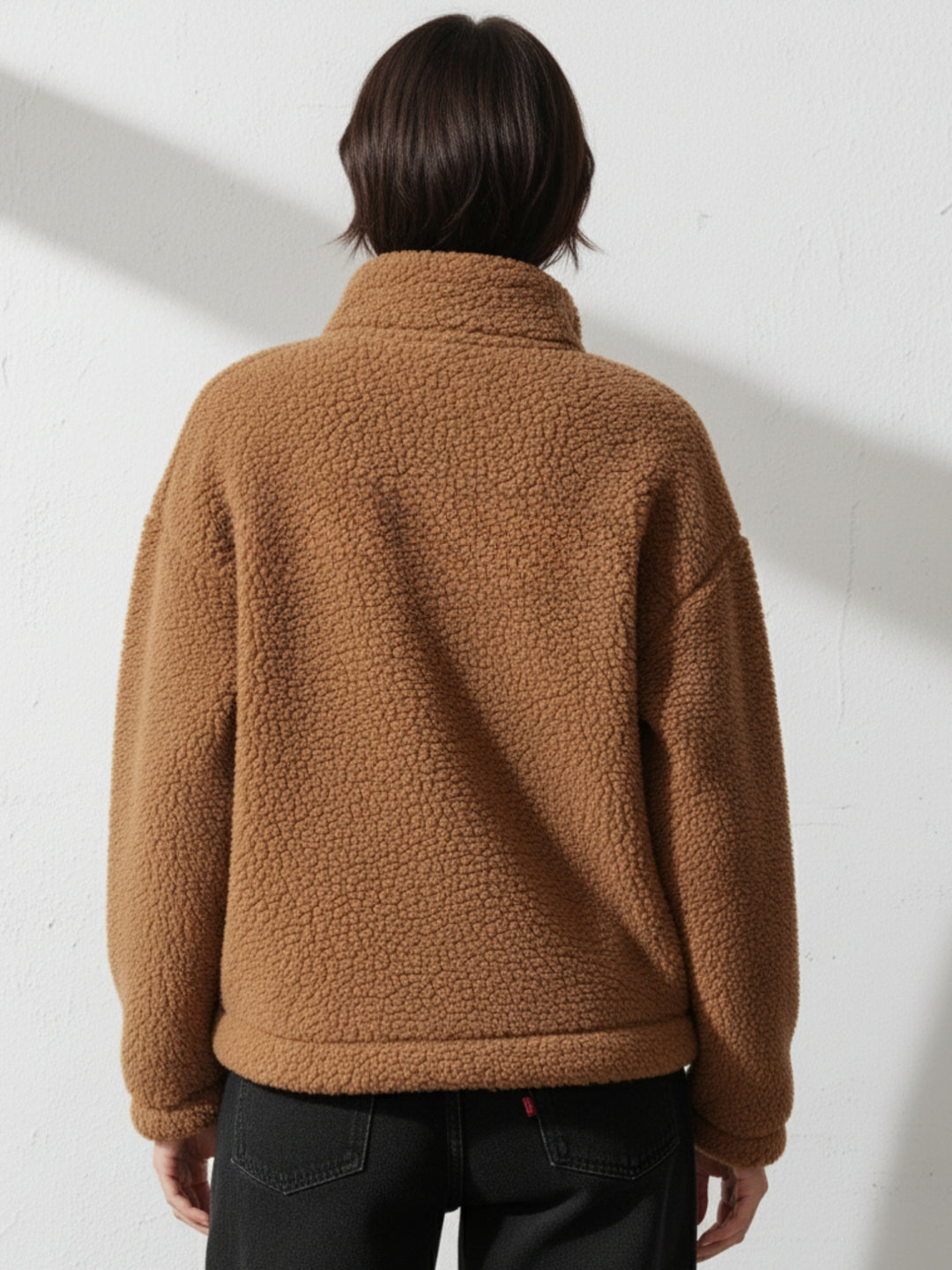 Brown Full Sleeve Funnel Neck Sweater