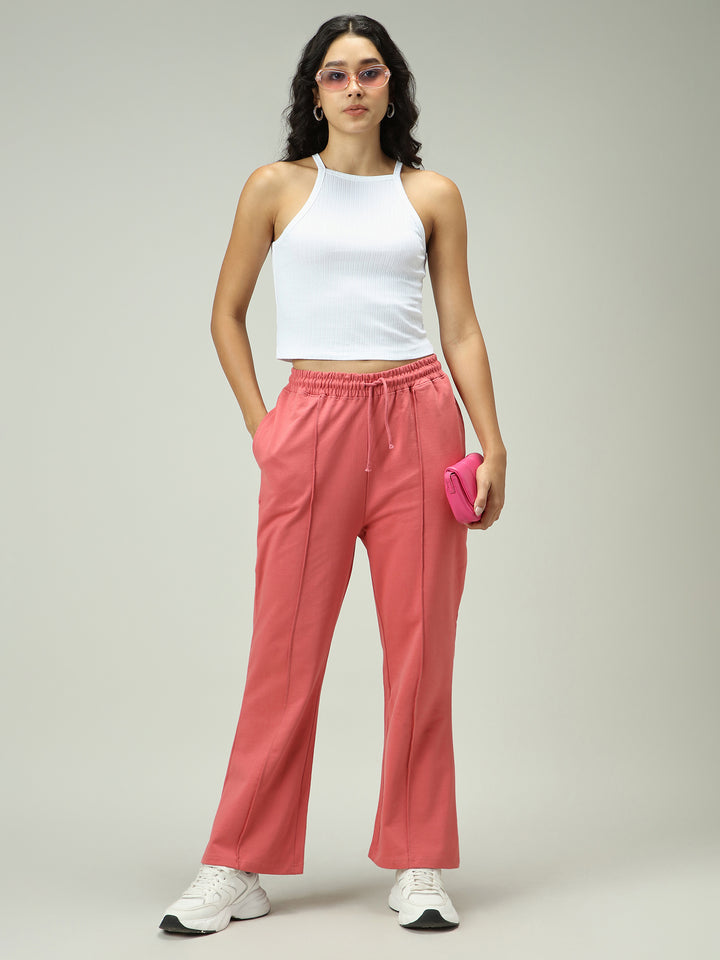 Mauve Solid Pintuck Sweatpants