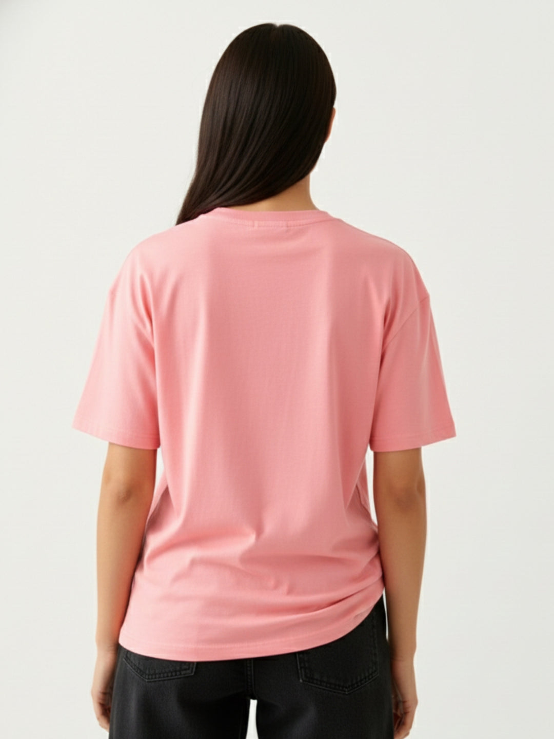 Pink Crew Neck Graphic Tshirt