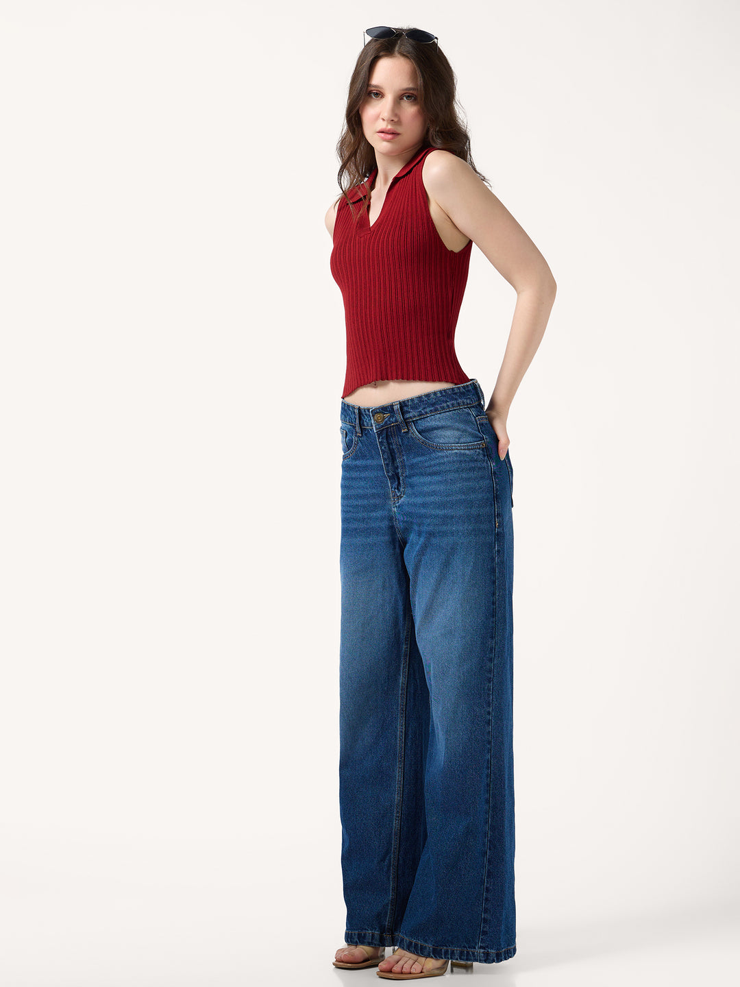 Wine Polo Flat Knit Tank