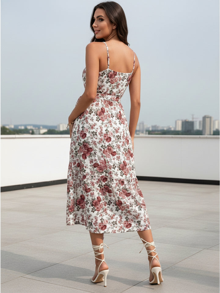 White Halter Neck Printed Dress