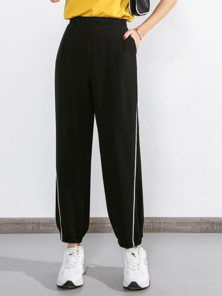 Black Contrast White Single Striped Jogger