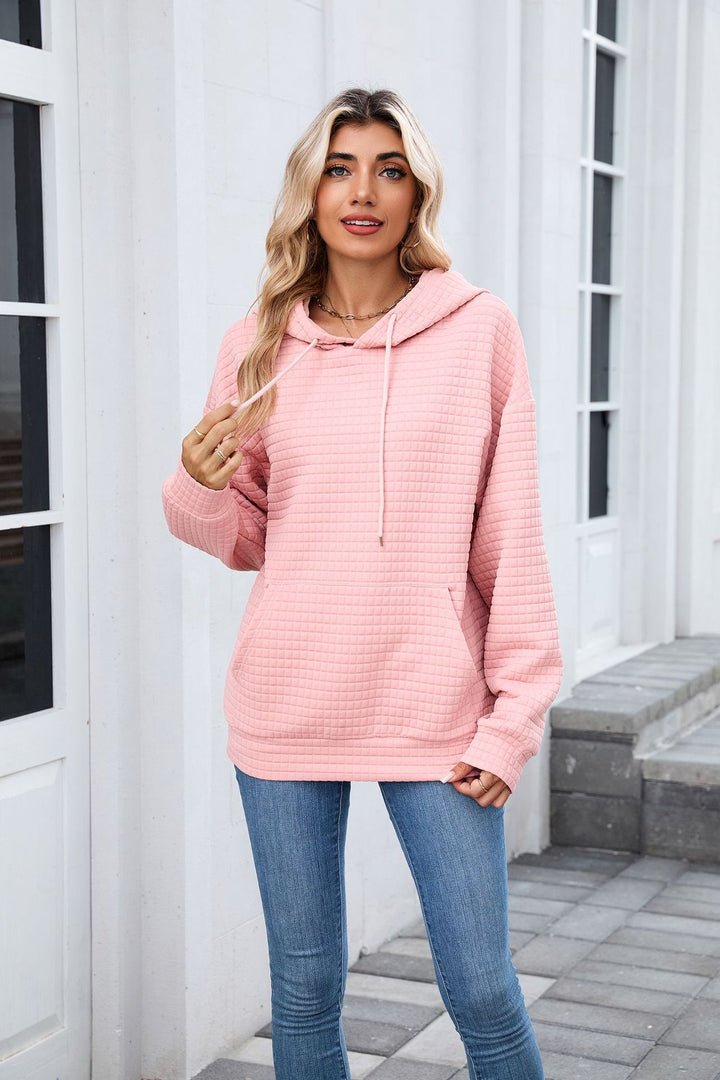 Pink Full Sleeves Solid Hoodie